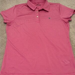 Vineyard Vines Women’s Small Performance Pink Striped Polo Top Shirt